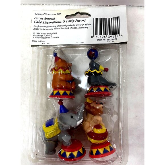 Vintage 1994 Wilton Circus Animals Cake Decorations & Party Favors - Picture 2 of 5